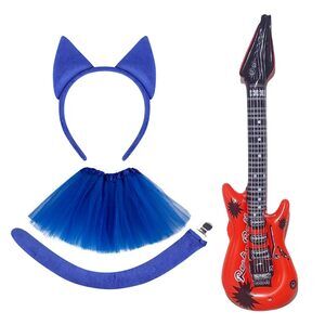 8311 4pcs Blue Cat Costume Set With Ears Headband Tails